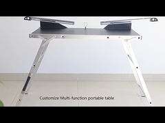 โต๊ะตั้งแคมป์แบบสี่เหลี่ยมแบบพับได้ภายนอก โต๊ะตั้งแคมป์แบบอลูมิเนียมแบบปรับได้พกพา